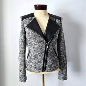 CALVIN KLEIN Black and Gray Women's Jacket|faux leather| back buckles. SIZE 2